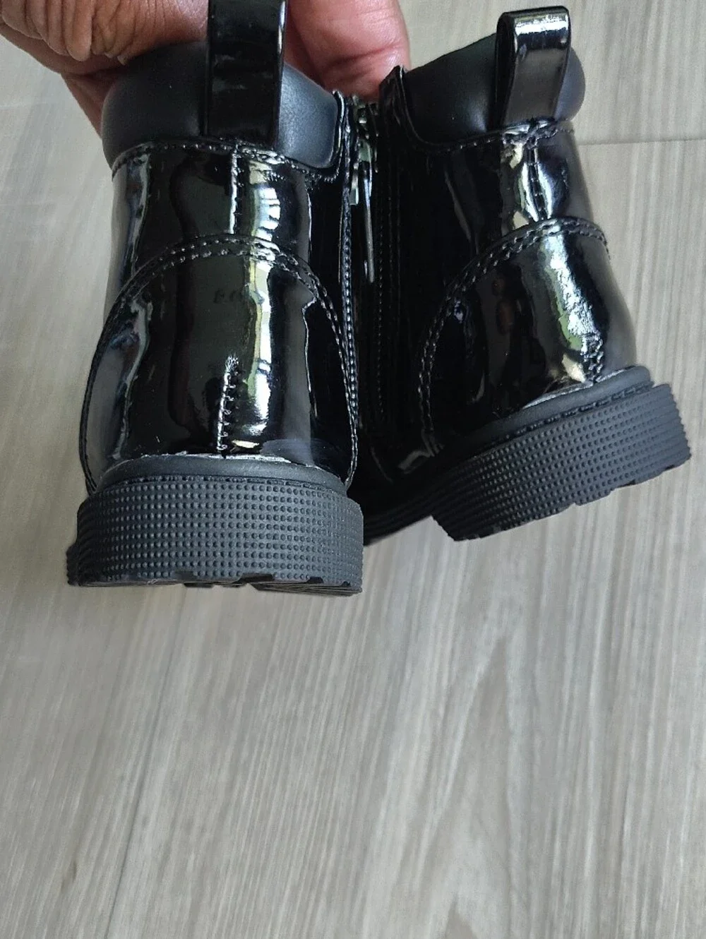 wonder nation Black Patent Lace-Up Kids Boots